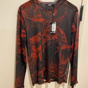 Mesh red and black long sleeve.